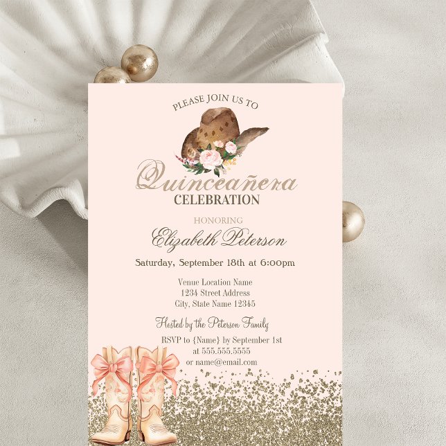 Convite Botas Quinceañera (Criador carregado)