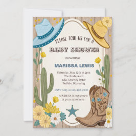 Convite Botas Western Bleu Yellow cowboy orçamento chapéu 