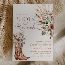 Convite Botas Western Rústicas Brunch Chá de Noiva
