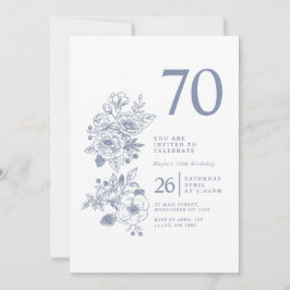 Convite Botianino de flor selvagem poeirento 70 azul