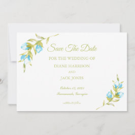 Convite Botões de Rosa Azul Casamento Salvar a Data