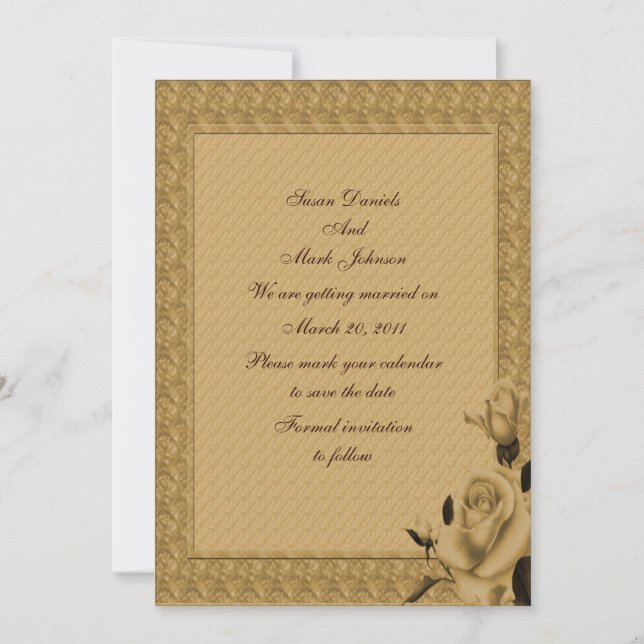Convite Botões de Rosa Dourados Floral Casamento Salve A D (Frente)