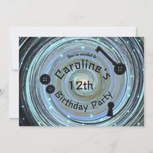 Convite Botões Olhos & Esqueleto Chave Outro Partido Mundi (Frente)