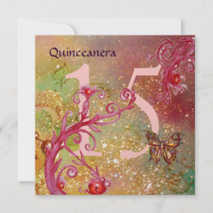 Convite BOTTERFLY EM DOURADOS SPARKLES Quinceanera Anivers