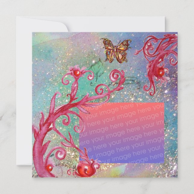 Convite BOTTERFLY NO Modelo de Foto de Casamento Azul SPAR (Frente)