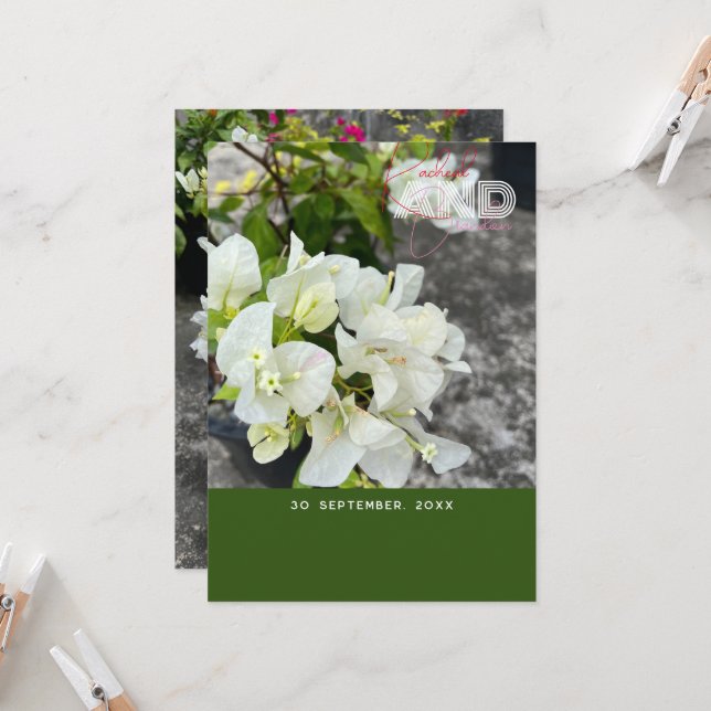 Convite bougainville branca ou flor-de-papel branca como a (Frente/Verso In Situ)