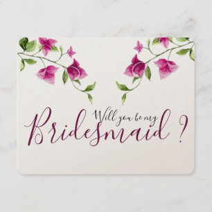 Convite Bougainvillea Flower Bridesmaid, rosa