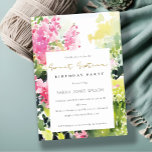 Convite Bougainvillea tropical verde rosa 16.º Aniversário<br><div class="desc">Para qualquer outra personalização ou qualquer outro item correspondente,  entre em contato comigo em yellowfebstudio@gmail.com</div>