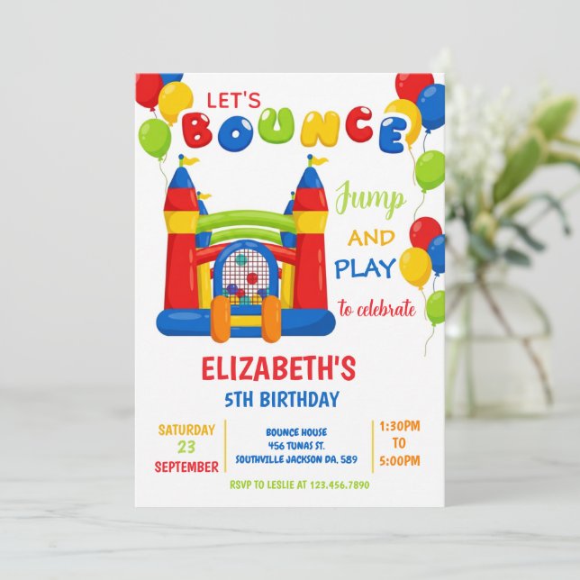 Convite Bounce House Birthday Party Invitations (Em pé/Frente)