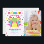 Convite Bounce House Jump Birthday Party Photo<br><div class="desc">Colorful Girl Bounce House Birthday Party Invitation
All designs are © Happy Panda Print</div>