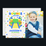 Convite Bounce House Jump Birthday Party Photo<br><div class="desc">Colorful Boy Bounce House Birthday Party Invitation
All designs are © Happy Panda Print</div>