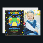 Convite Bounce House Jump Birthday Party Photo<br><div class="desc">Colorful Boy Bounce House Birthday Party Invitation
All designs are © Happy Panda Print</div>