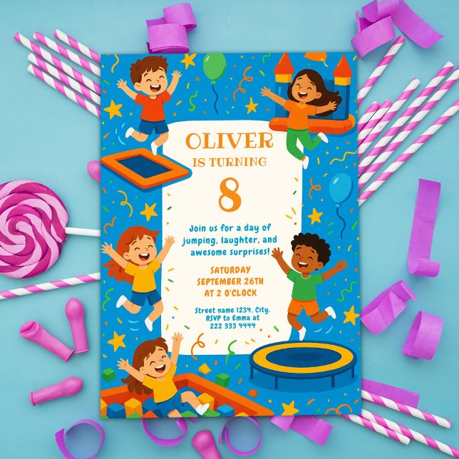 Convite Bouncy Adventure Birthday Fiesta (Criador carregado)