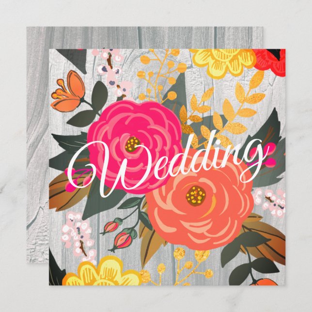 Convite Bouquet on Barnwood Square (Frente/Verso)