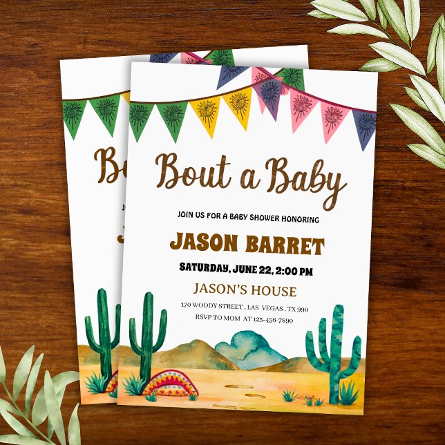 Convite "Bout a Baby", Chá de fraldas Sudoeste ("'Bout a Baby" Southwestern Baby Shower Invitation
)