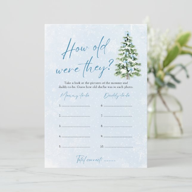 Convite Bow Christmas Baby Shower How Old Were They Game (Em pé/Frente)