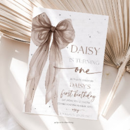 Convite Bow Coquette Chocolate Mocha  Birthday 