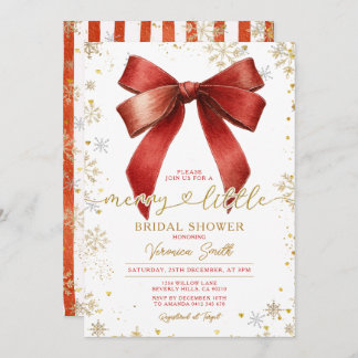 Convite Bow coquette Merry Little Christmas Bridal Shower