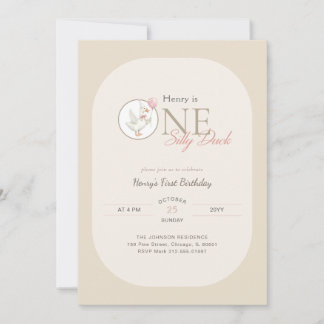 Convite Bow Coquette One Silly Duck 1st Birthday