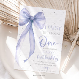 Convite Bow Coquette Purple 1st Birthday 