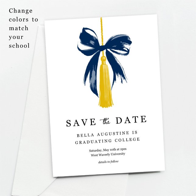 Convite Bow Graduation Save the Date High School College (Criador carregado)