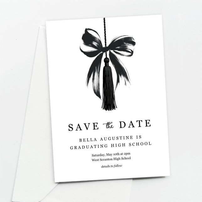 Convite Bow Graduation Save the Date High School College (Criador carregado)