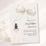 Convite Bow ivory dress cream luxury Sweet 16<br><div class="desc">Celebrate her Sweet 16 in timeless elegance with this elegant, timeless invitation. This sophisticated design features a large ivory bow adorned with delicate pearl details, paired with a graceful gown illustration. A soft ivory colored background creates a modern, refined look that feels both luxurious and unforgettable. Perfect for: • Formal...</div>