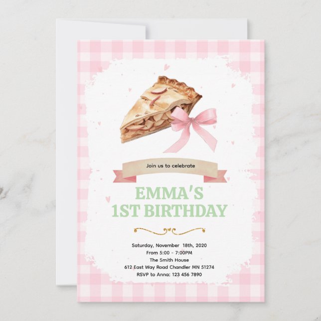 Convite Bow pie birthday party invitation (Frente)