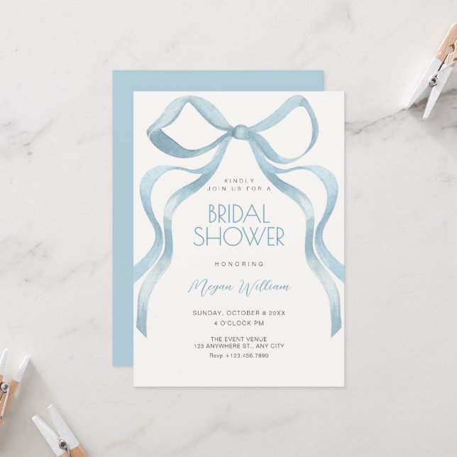 Convite Bow ribbon bridal shower (Frente/Verso In Situ)