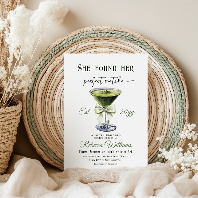 Convite Bow She Found Her Perfect Matcha Bridal Shower (Criador carregado)