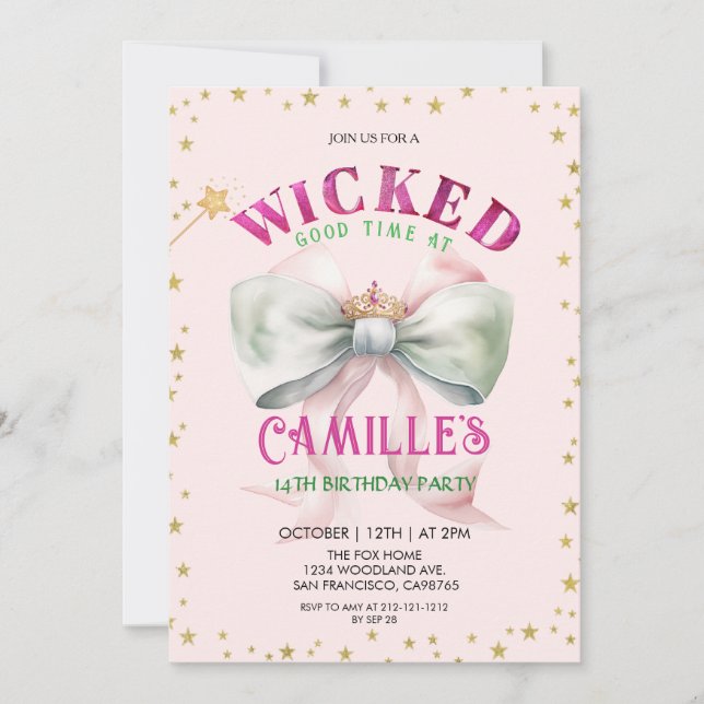 Convite Bow Witches magical Birthday Party  Invitation (Frente)
