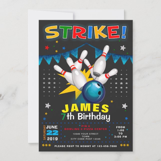 CONVITE BOWLING PARTY BIRTHDAY INVITATION (Frente)