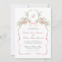 Convite Bows and Wildflowers Wedding Invitation