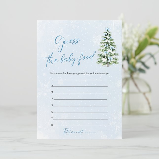 Convite Bows Christmas Baby Shower Guess The Baby Food (Em pé/Frente)