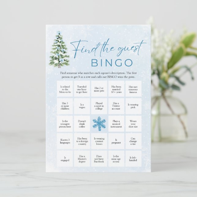 Convite Bows Christmas Find the Guest Bingo Baby Shower (Em pé/Frente)