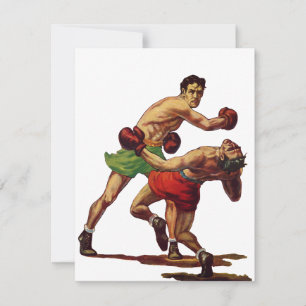 Convite Boxe Esportiva Vintage, Boxeadores em uma Luta