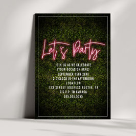 Convite Boxwood Genérica de Script Neon do Partido do vamo