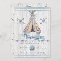 Boy Baby Blue Chá Boho Chic Teepee & Arrows