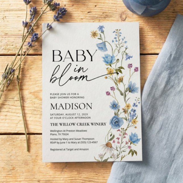 Convite Boy Baby in Bloom Invitation | Baby Shower  (Criador carregado)