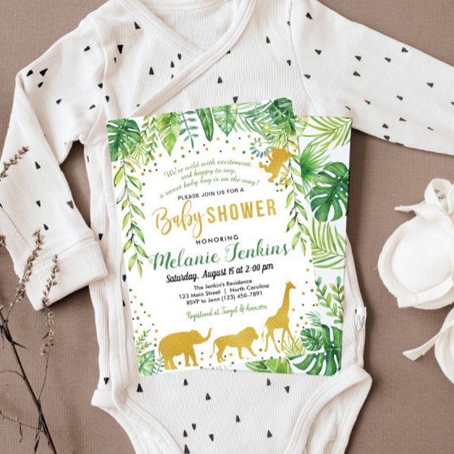 Convite Boy Baby Shower Invitation, Jungle Baby Shower (Criador carregado)
