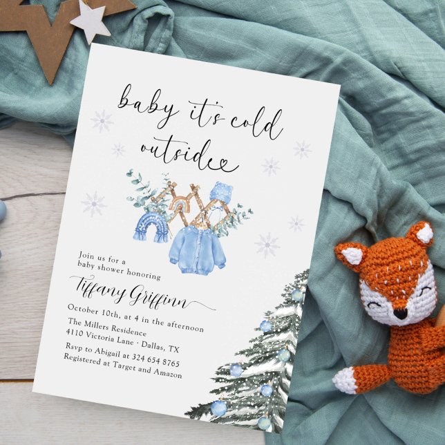 Convite Boy Baby Shower Its Cold Outside| Clothes  (Criador carregado)