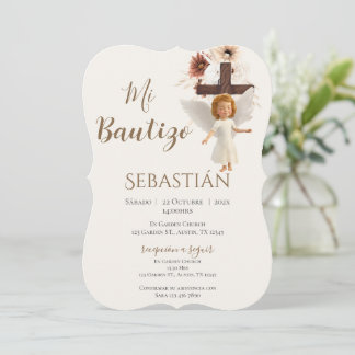 Convite Boy Baptism Invitation in Spanish Boho