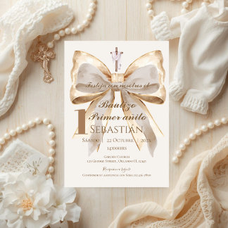 Convite Boy Baptism Invitation in Spanish Boho