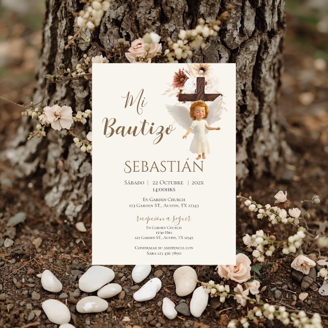 Convite Boy Baptism Invitation in Spanish Boho (Criador carregado)