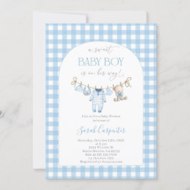 Convite Boy Bear Clothesline Baby Shower invitation