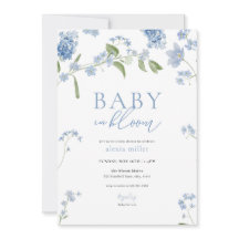 Boy Blue Baby in Bloom Chá de fraldas Invitation