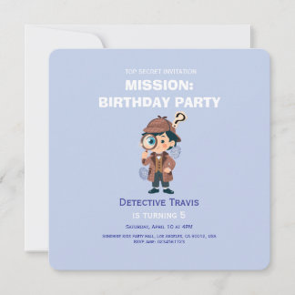 Convite Boy Cute Detective Birthday Invitation