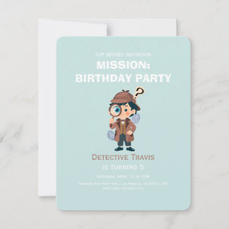 Convite Boy Cute Detective Birthday Invitation