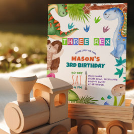 Convite Boy Dinosaur 3rd Birthday Invitation