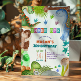 Convite Boy Dinosaur 3rd Birthday Invitation